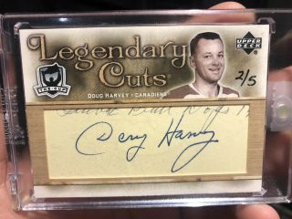 2005 - 06 The Cup Doug Harvey Auto 2/5 1/1 Cut Cuts Legends Ud Sp Autograph Ssp Ud