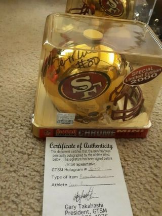 Jerry Rice And Joe Montana Autographed Mini Helmets with and Display case 2