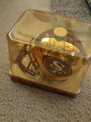 Jerry Rice And Joe Montana Autographed Mini Helmets with and Display case 3