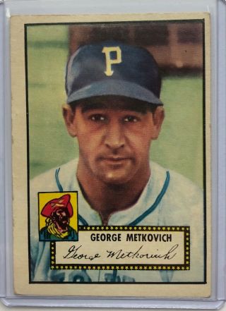 1952 Topps 310 George Metkovich Pittsburgh Pirates Off Centered Edge Damage