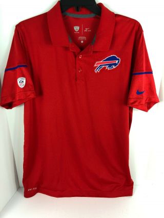 Nike Dri - Fit Buffalo Bills Nfl On Field Equipment Polo Shirt Mens Large Red Euc