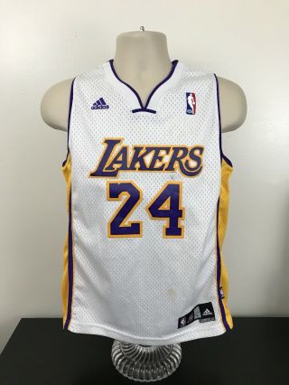 Adidas Los Angeles Lakers Kobe Bryant White 24 Jersey Youth Size L Large,  2 La