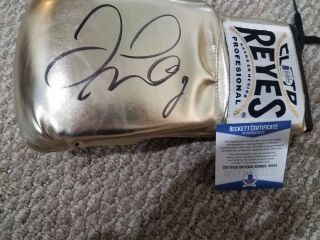 Floyd Mayweather Jr.  Autographed Gold Cleto Reyes Boxing Glove - Beckett 2