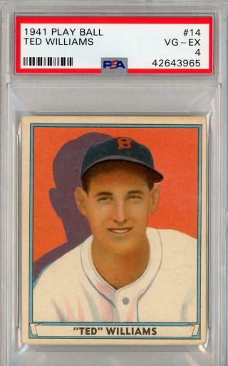 1941 Play Ball Ted Williams 14.  Psa 4 Vg - Ex