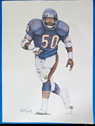 Mike Singletary Signed 18x22 Lithograph Chicago Bears Football 100 Guarantee