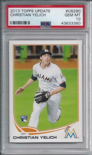 2013 Topps Update Christian Yelich Rc Us290 - Psa 10 Gem - Rookie