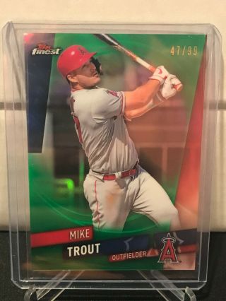 2019 Topps Finest Mike Trout Green Refractor Parallel D 47/99