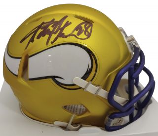 Vikings Adrian Peterson Authentic Signed Blaze Speed Mini Helmet Bas Witnessed