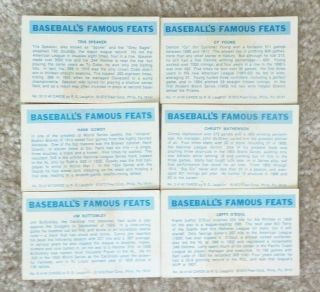 RARE 1972 FLEER FAMOUS FEATS CY YOUNG TRIS SPEAKER WALTER JOHNSON CHRISTY HACK 3