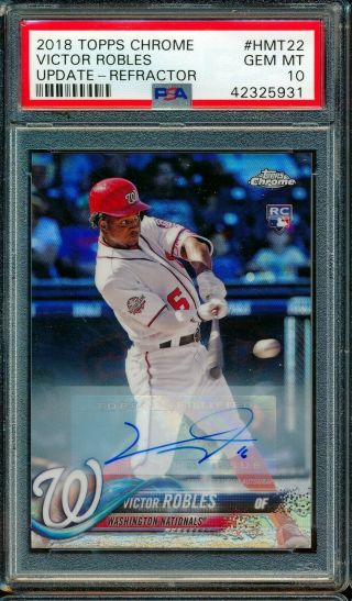 2018 Topps Chrome Update Hmt22 Victor Robles Refractor Rc Rookie Auto Psa 10