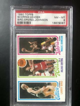1980 - 81 Topps Larry Bird Julius Erving Magic Johnson Rookie Card Psa 8 Nm - Mt