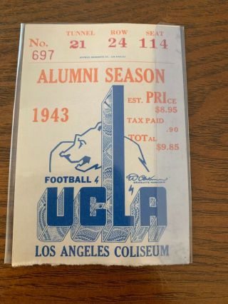 1943 Ucla Football Alumni Season Pass Ticket Stub