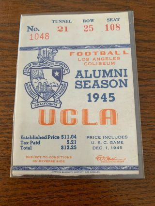 1945 Ucla Football Alumni Season Pass Ticket Stub 2