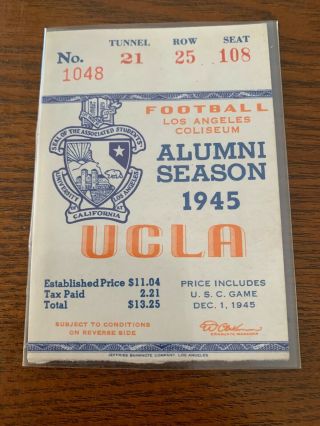 1945 Ucla Football Alumni Season Pass Ticket Stub 3