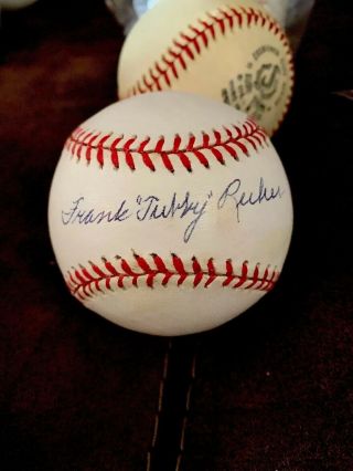 Frank Tubby Reiber Died 2002 Former Signed Autographed Baseball Detroit Tigers