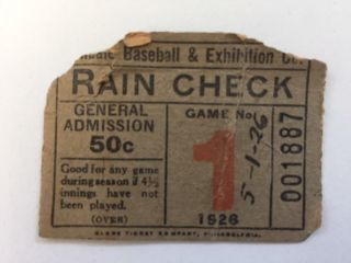 Scarce 1926 Hilldale Giants Negro League Baseball Ticket
