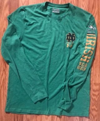 Notre Dame Football Team Issued Under Armour Irish Wear Green Shirt Large
