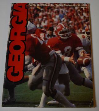 1980 Georgia Bulldogs V Ole Miss Rebels Football Program Walker 1st Yr