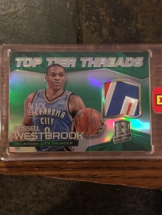 2014 - 15 Spectra Russell Westbrook 1/1 Top Tier Threads Patch Black Box