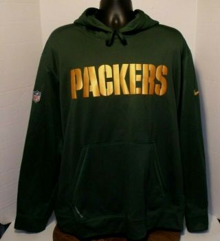 Nike Green Bay Packers Hoodie Sweatshirt Sz 3xl Therma Fit On Field Apparel Euc