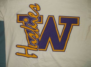 Vtg Early 90’s Washington Huskies T - Shirt Uw Lg White