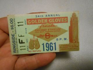 Vintage 1961 Golden Gloves Finals Boxing Ticket Stub Chicago Stadium