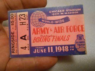 Vintage 1948 Army Air Force Boxing Ticket Stub Chicago Stadium Olympic Trials