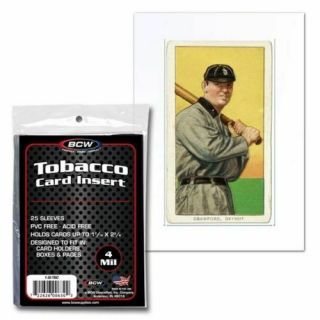 50 Pk Bcw Tobacco Baseball Card Soft Clear Archival 4 Mil Poly Insert Sleeves