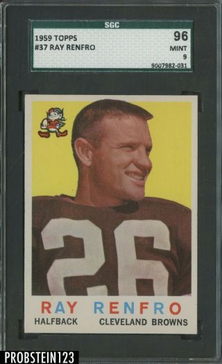 1959 Topps Football 37 Ray Renfro Cleveland Browns Sgc 96 9