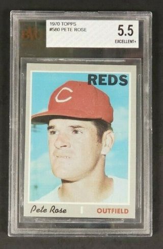 1970 Pete Rose Topps Baseball Card 580 Bvg Graded 5.  5 (dc)