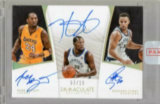 Kobe Bryant Kevin Durant Stephen Curry 2017/18 Immaculate On Card Auto 3/10 Sp