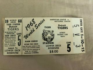 1968 World Series Game 5 Ticket Stub Detroit Tigers V St.  Louis Cardinals Lolich