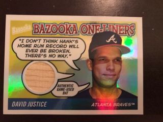 2004 Topps Bazooka One - Liners Game Bat - David Dave Justice - 16/25