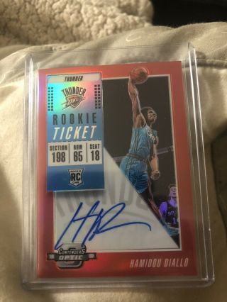 2018 - 19 Contenders Optic Rookie Ticket Auto Red Hamidou Diallo Thunder 56/99