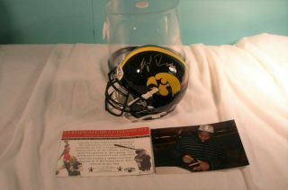 Mike Daniels Iowa Hawkeyes Hand Signed,  Autographed Schutt Mini Helmet With,