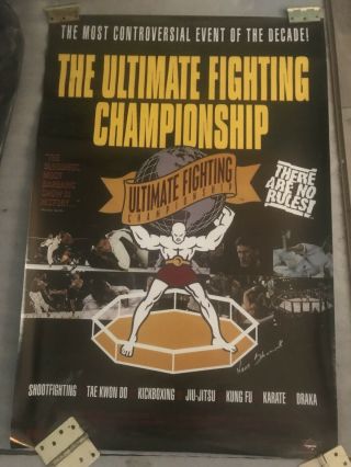 Rare Ufc Seg Promotional Poster On Thick Paper With Ken Shamrock Signature