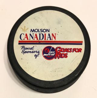 Vintage Winnipeg Jets Molson Canadian Goals For Kids Hockey Puck General Tire
