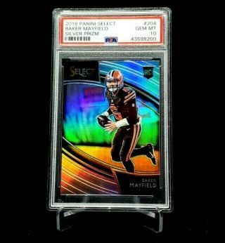 2018 Panini Select Baker Mayfield Field Level Silver Prizm Rookie Rc Psa 10