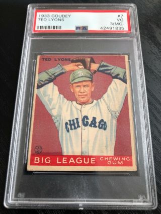 1933 Goudey 7 - Ted Lyons - Psa 3 Vg (mc) - Hof - Chicago White Sox -