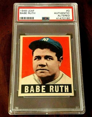 1948 Leaf 3 Babe Ruth - Psa Authentic - Absolutely Stunning - Gorgeous Card