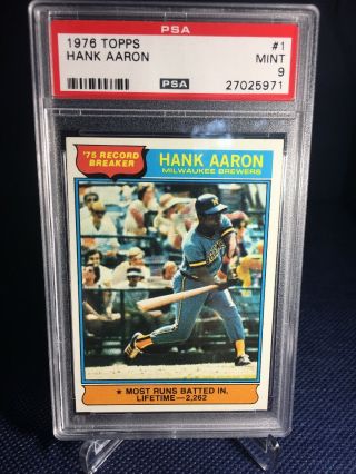 1976 Topps Hank Aaron Psa 9 Record Breaker.  Slab.  Card 