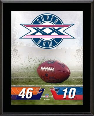 Chicago Bears Vs England Patriots Bowl Xx 10.  5 " X 13 " Plaque