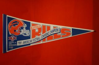1991 Buffalo Bills Afc Champs Wincraft Nfl Felt Pennant