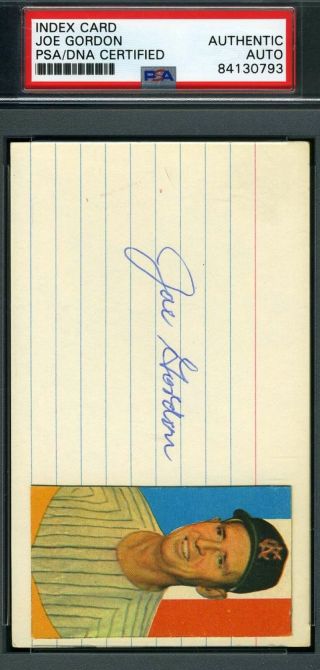 Joe Gordon Psa Dna Autograph 3x5 Index Card Authentic Hand Signed