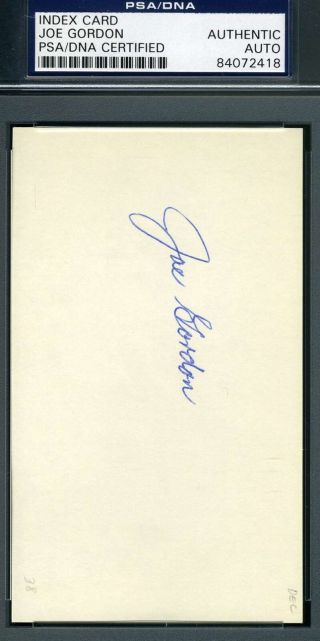 Joe Gordon Psa Dna Autograph 3x5 Index Card Hand Signed Authentic