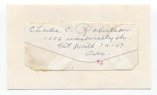 Charlie Robertson Signed 3x5 Index Card Autographed Baseball 1919 Black Sox