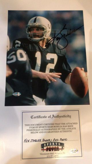Ken Stabler Signed Oakland Raiders 8x10 Photo Holograms