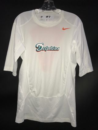 7 Miami Dolphins Game White Dri - Fit Compression Workout Shirt Xl S&h