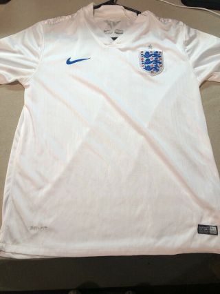2014 World Cup Nike Men’s England Home Soccer Jersey Medium M White 3 Lions