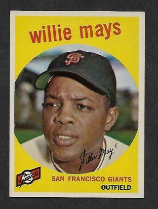 Awesome Cigar Box Find 1959 Topps 50 Willie Mays Pack Fresh Dead Centered